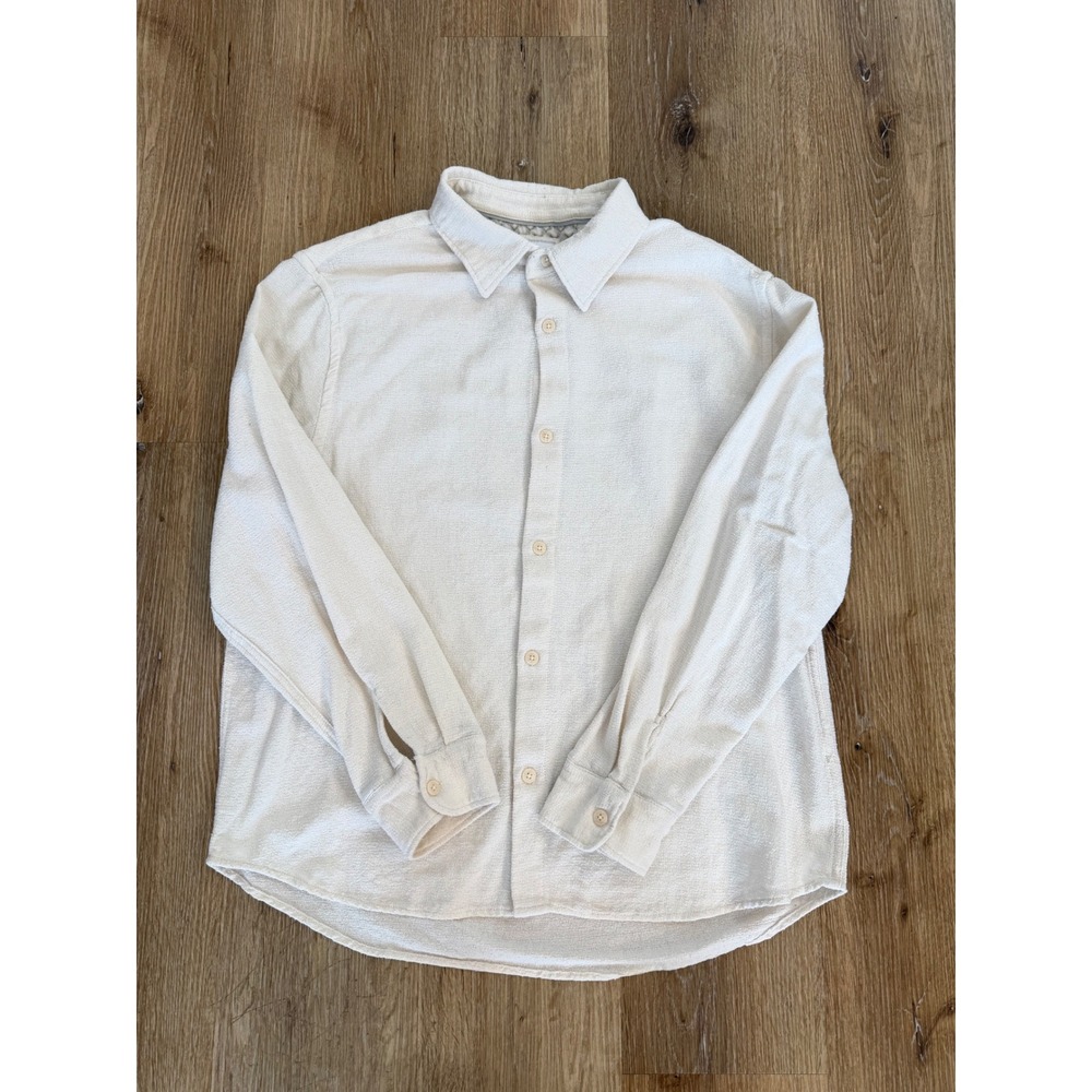 Denim & Flower Ricky Singh Relaxed Fit Shirt Mens XL Cream Textured Minimalist
